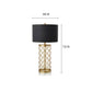 SOGA Hollowed Metal Table Lamp with Dark Fabric Shade Modern Bedside Lamp