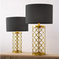 SOGA Hollowed Metal Table Lamp with Dark Fabric Shade Modern Bedside Lamp