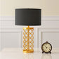 SOGA Hollowed Metal Table Lamp with Dark Fabric Shade Modern Bedside Lamp