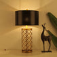 SOGA Hollowed Metal Table Lamp with Dark Fabric Shade Modern Bedside Lamp