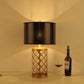 SOGA Hollowed Metal Table Lamp with Dark Fabric Shade Modern Bedside Lamp