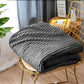 SOGA Grey Striped Throw Blanket Lightweight Flannel Polyester Sofa Blanket 200x230cm