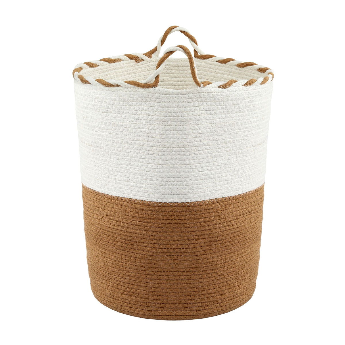 Artiss Woven Laundry Basket with handles Foldable White & Brown