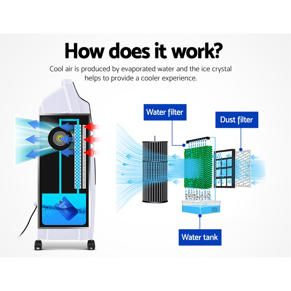 Devanti Evaporative Air Cooler 8L Portable Cooling Fan with Humidifier