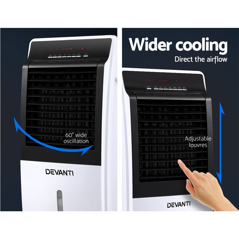 Devanti Evaporative Air Cooler 8L Portable Cooling Fan with Humidifier