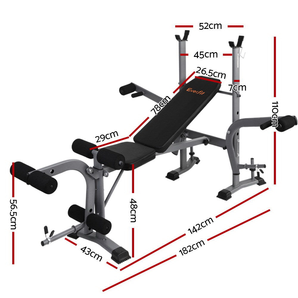 Everfit 8 in 1 Adjustable Weight Bench Press Home Gym Station 200 kg
