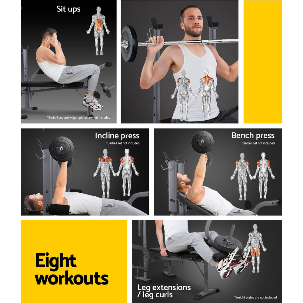 Everfit 8 in 1 Adjustable Weight Bench Press Home Gym Station 200 kg