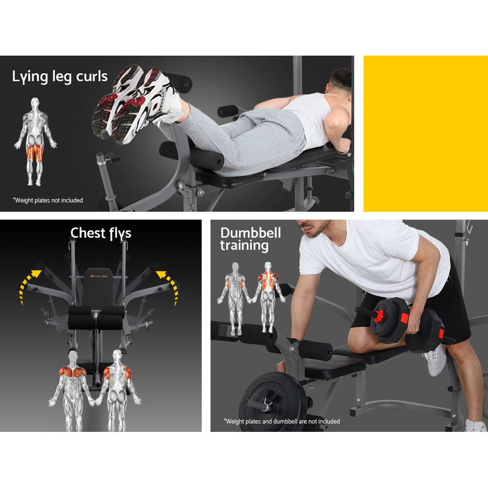 Everfit 8 in 1 Adjustable Weight Bench Press Home Gym Station 200 kg