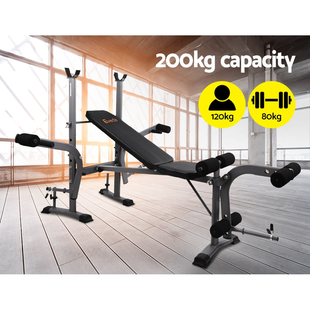 Everfit 8 in 1 Adjustable Weight Bench Press Home Gym Station 200 kg