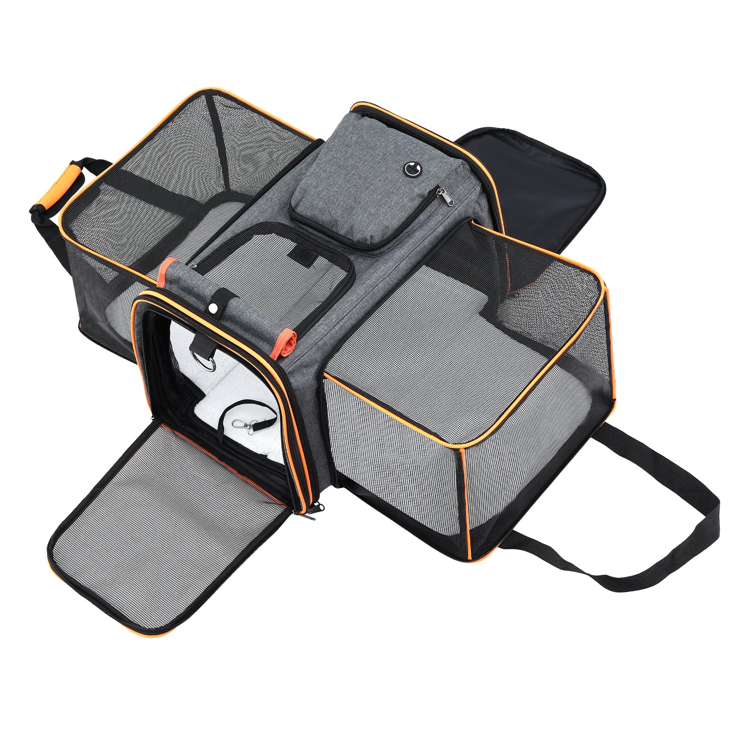 i.Pet Pet Carrier Bag Expandable Foldable Dog & Cat Travel Carrier Airline Approved Portable Kennel