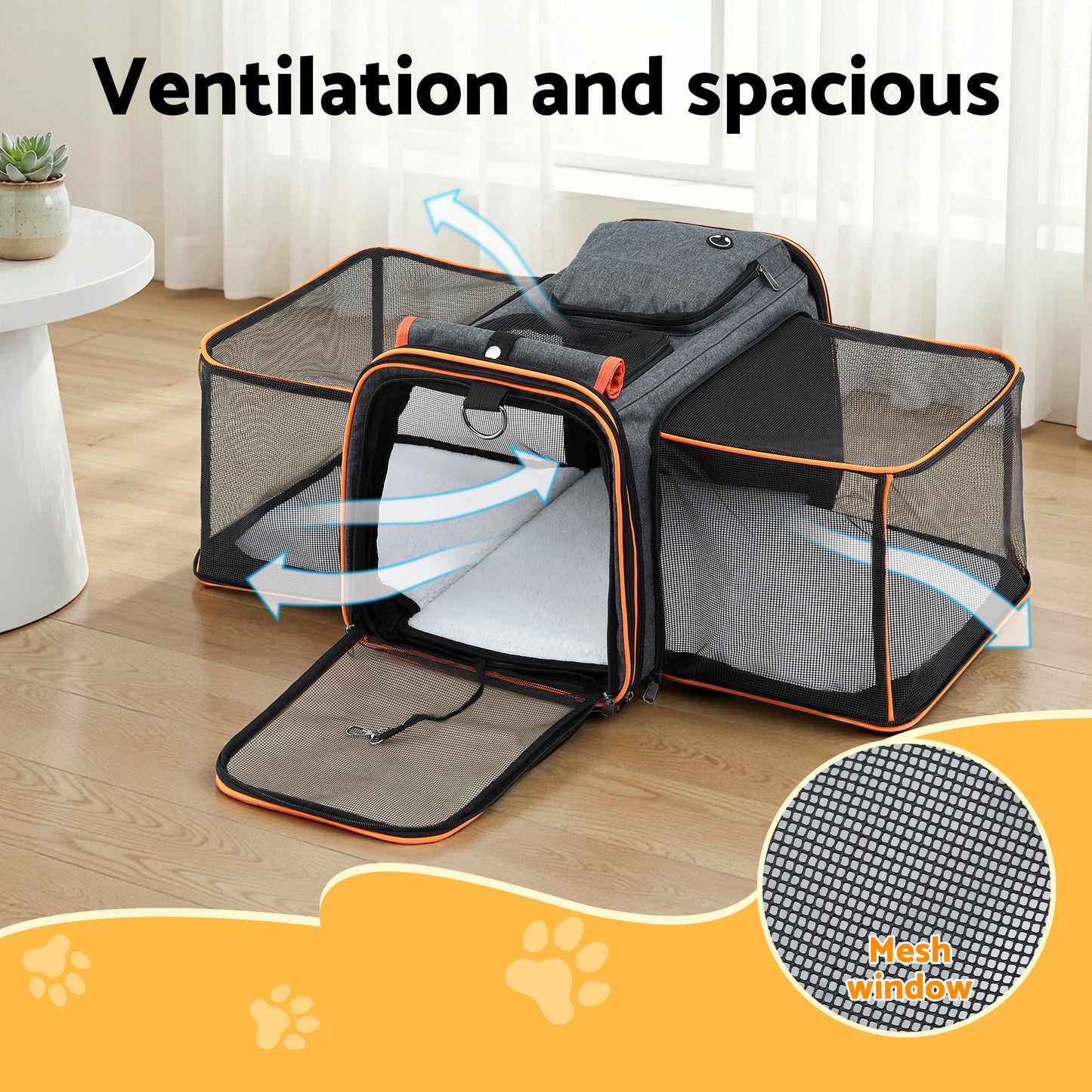 i.Pet Pet Carrier Bag Expandable Foldable Dog & Cat Travel Carrier Airline Approved Portable Kennel