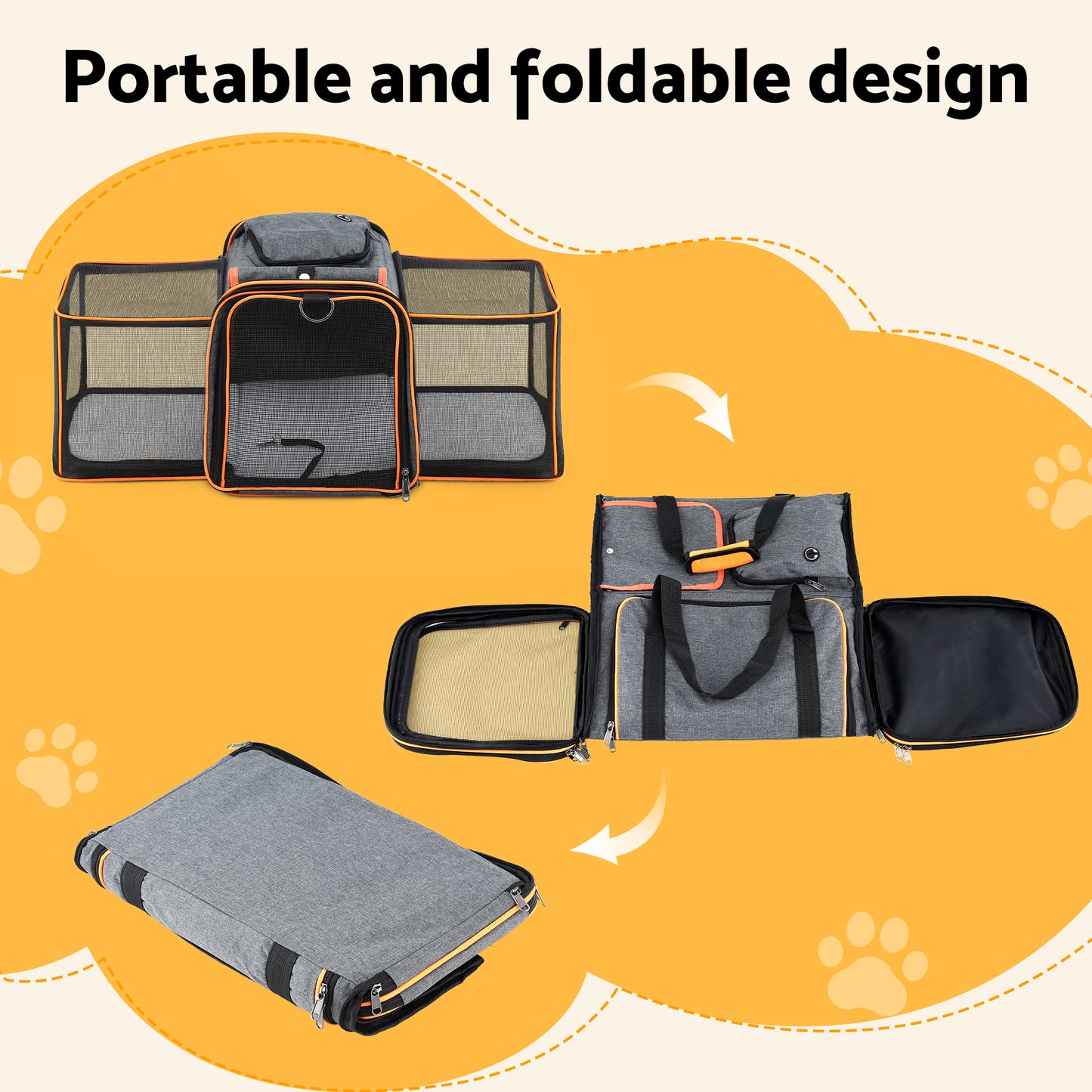 i.Pet Pet Carrier Bag Expandable Foldable Dog & Cat Travel Carrier Airline Approved Portable Kennel