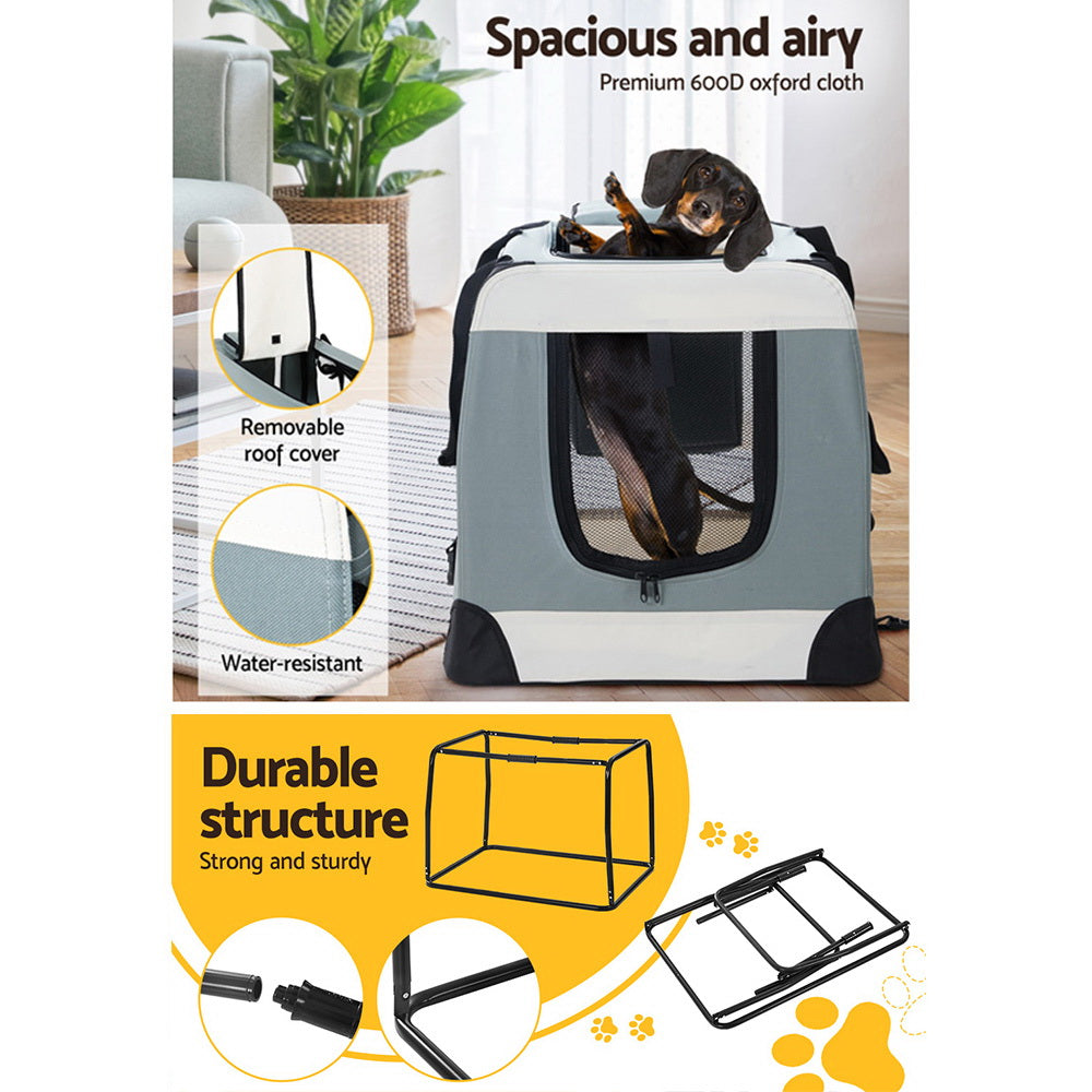 i.Pet Soft Pet Carrier Crate 70cm Foldable Dog & Cat Travel Cage Portable Car Kennel
