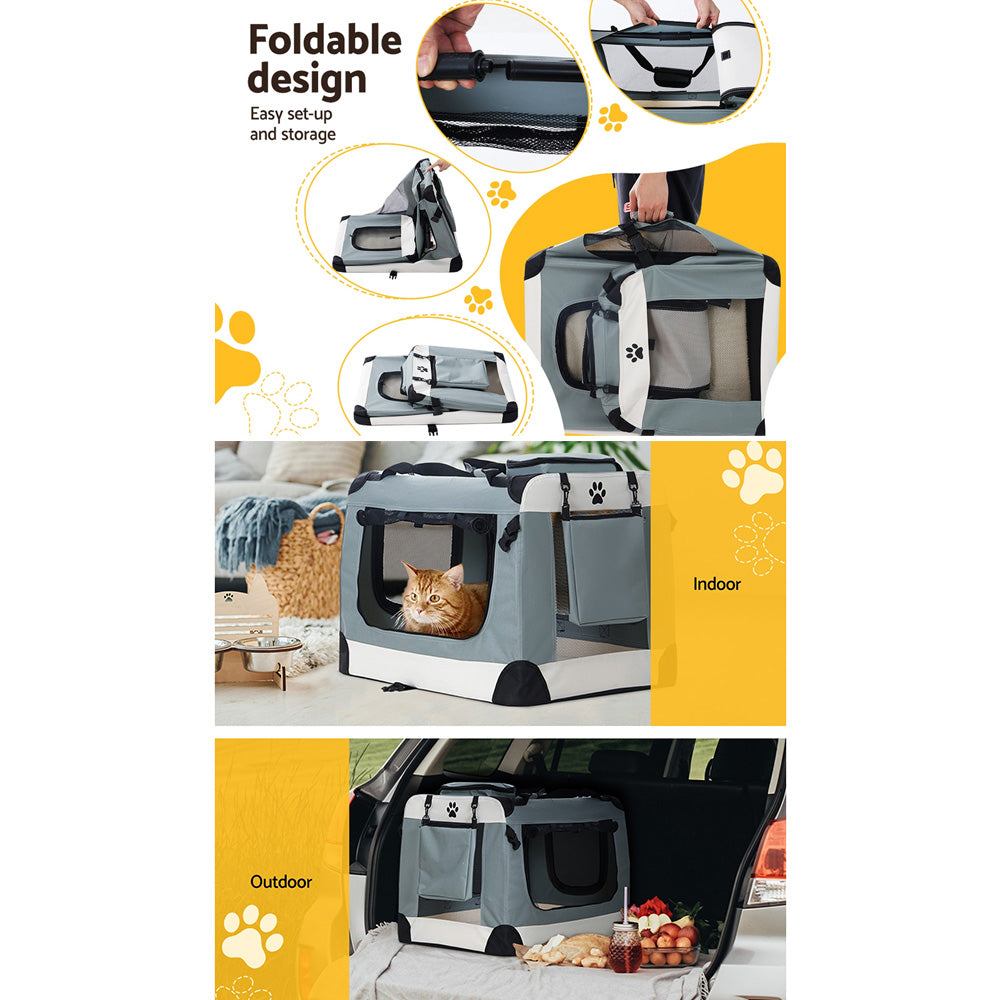 i.Pet Soft Pet Carrier Crate 70cm Foldable Dog & Cat Travel Cage Portable Car Kennel