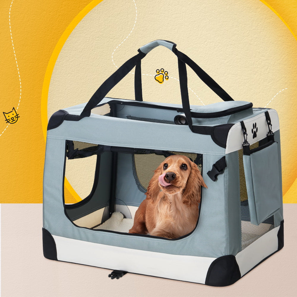 i.Pet Soft Pet Carrier Crate 70cm Foldable Dog & Cat Travel Cage Portable Car Kennel