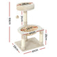i.Pet Cat Tree 69cm Scratching Post Tower with Bed Hammock & Toys Beige