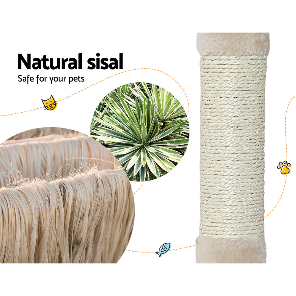 i.Pet Cat Tree 69cm Scratching Post Tower with Bed Hammock & Toys Beige