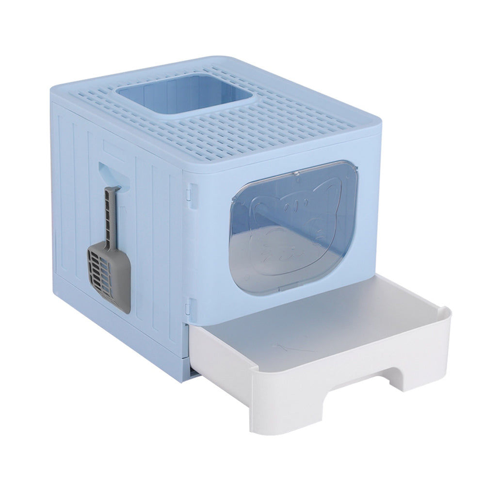 i.Pet Enclosed Cat Litter Box Foldable Hooded Kitty Toilet with Tray & Scoop
