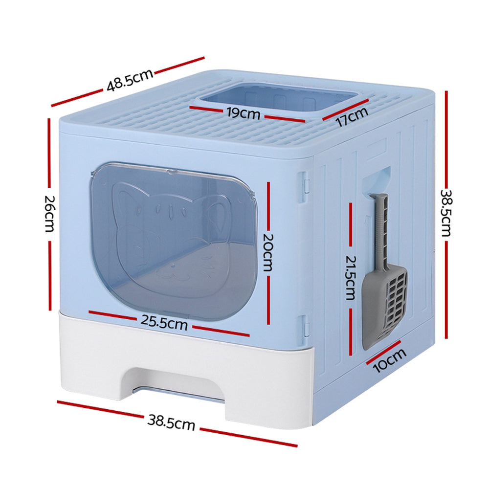 i.Pet Enclosed Cat Litter Box Foldable Hooded Kitty Toilet with Tray & Scoop