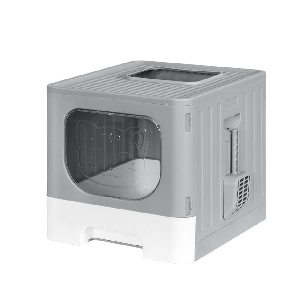 i.Pet Enclosed Cat Litter Box Foldable Hooded Kitty Toilet with Tray & Scoop