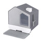 i.Pet Enclosed Cat Litter Box with Scoop & Mat Hooded Kitty Toilet Grey
