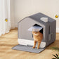 i.Pet Enclosed Cat Litter Box with Scoop & Mat Hooded Kitty Toilet Grey