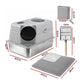 i.Pet Large Stainless Steel Cat Litter Box with High Sides Odour Control Grey