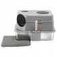i.Pet Large Stainless Steel Cat Litter Box with High Sides Odour Control Grey