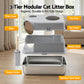 i.Pet Large Stainless Steel Cat Litter Box with High Sides Odour Control Grey