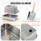 i.Pet Large Stainless Steel Cat Litter Box with High Sides Odour Control Grey
