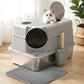 i.Pet Large Stainless Steel Cat Litter Box with High Sides Odour Control Grey