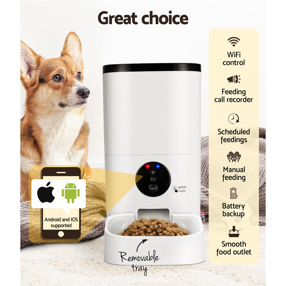 i.Pet Automatic Pet Feeder 6L WiFi Smart Dog & Cat Food Dispenser Timer App Control