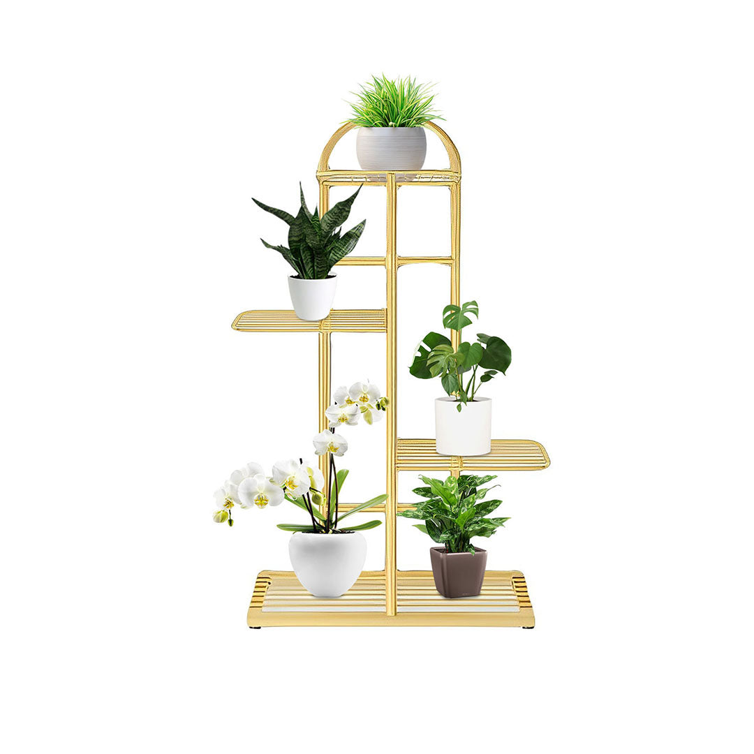 SOGA 4 Tier Metal Plant Stand Gold Flower Pot Display Shelf for Indoor Plants
