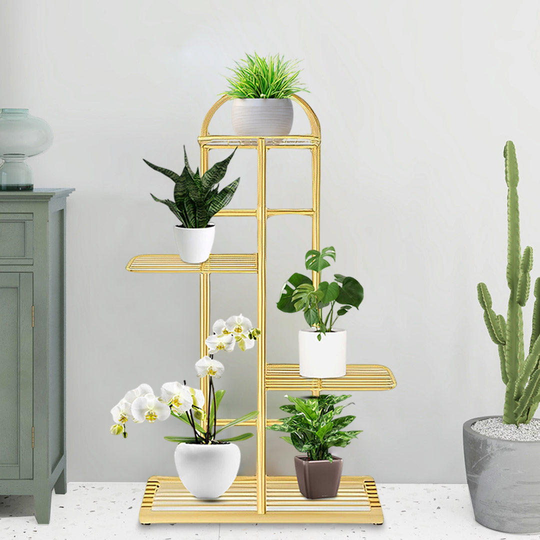 SOGA 4 Tier Metal Plant Stand Gold Flower Pot Display Shelf for Indoor Plants