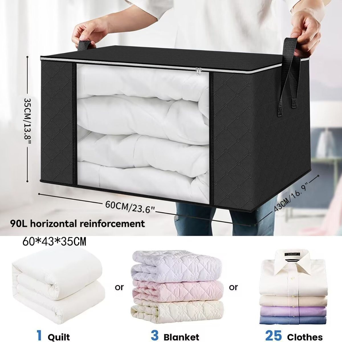 Foldable Storage Bins Extra Large Storage Bins 90L Storage Container Storage - Pink - Size 01