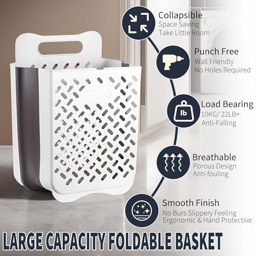 1 Piece Foldable Silicone Laundry Basket for Clothes, Towels and Bathroom Storage, Space-Saving Washing Basket for Home Use, Black