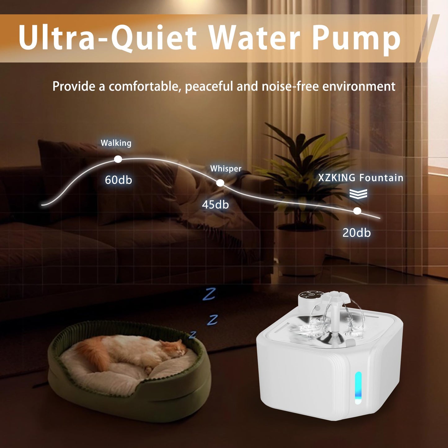 Automatic Water Fountain Wireless Pet Drinking Fountain 3.2L Dog & Cat Water Dispenser