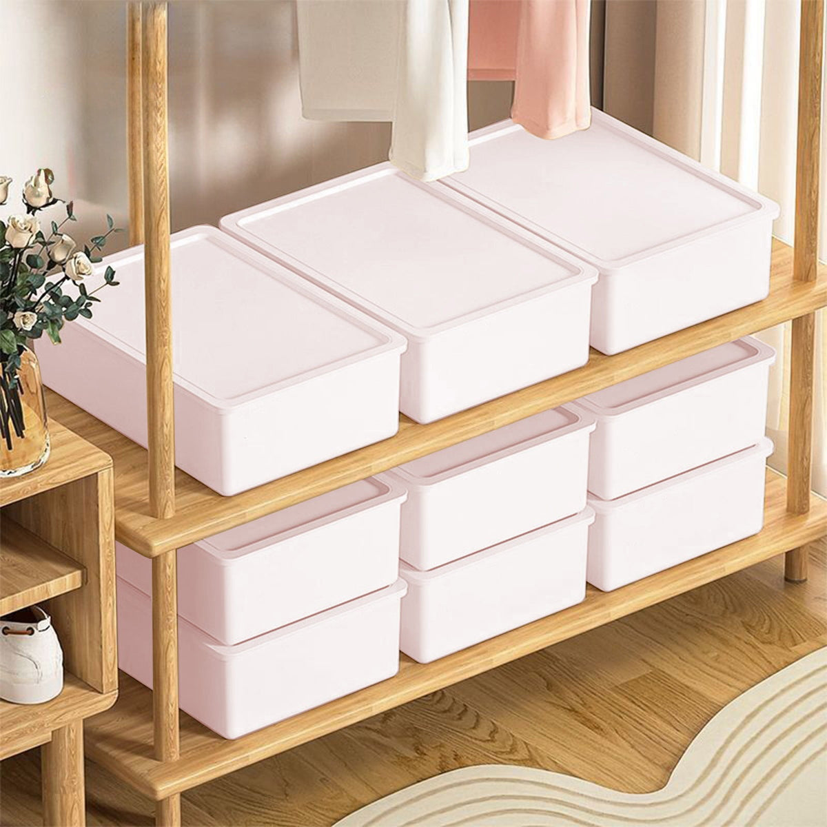 Sock & Underwear Drawer Organizer Storage Bin with Lid