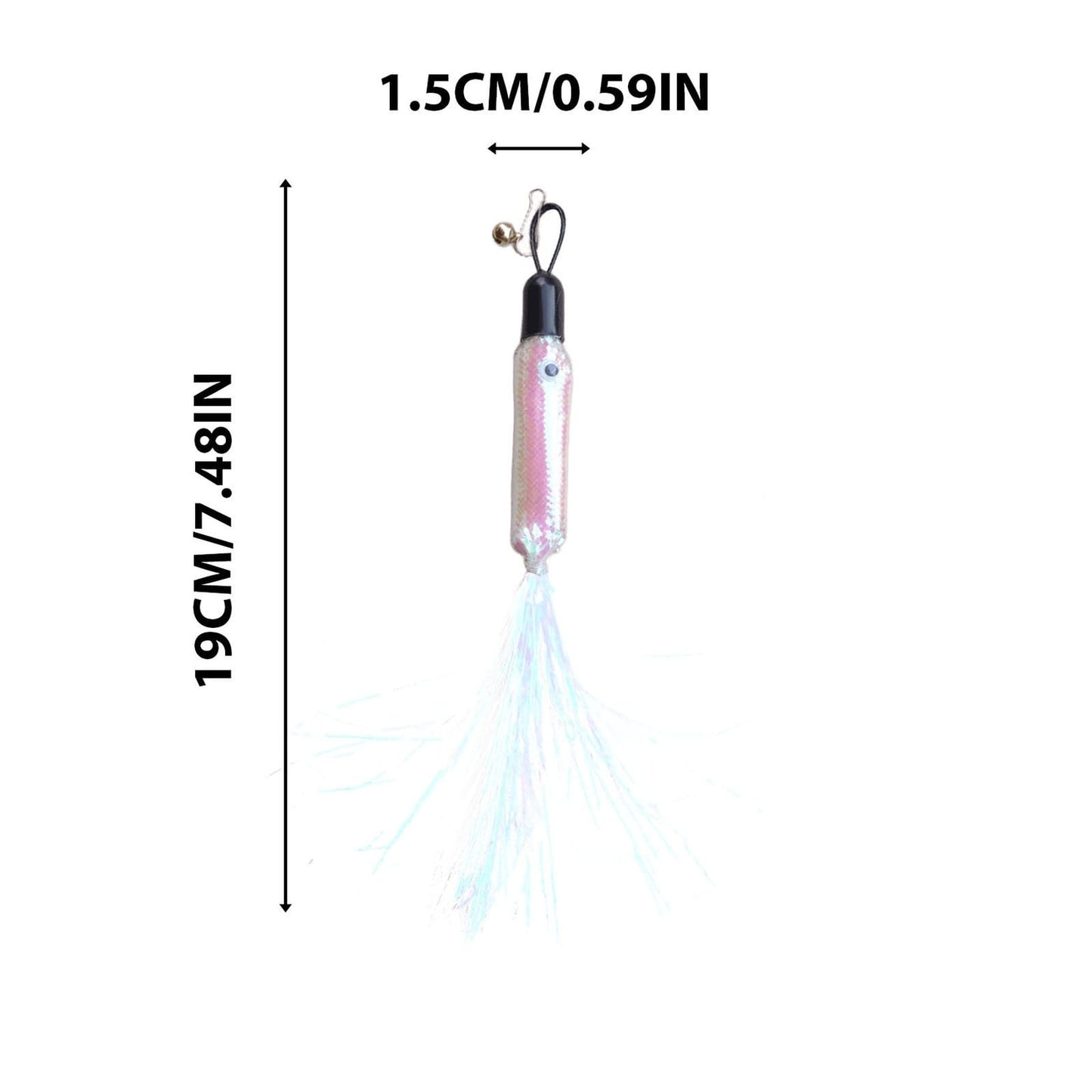 Cat Wand Toy, Replacement Head Tassel Cats Rod Accessories, Replaceable Colorful Rainbow Tassels, Funny and Interesting Cat Toys, for Indoor Cats, Pet Supplies (1 Replacement Head) Silver