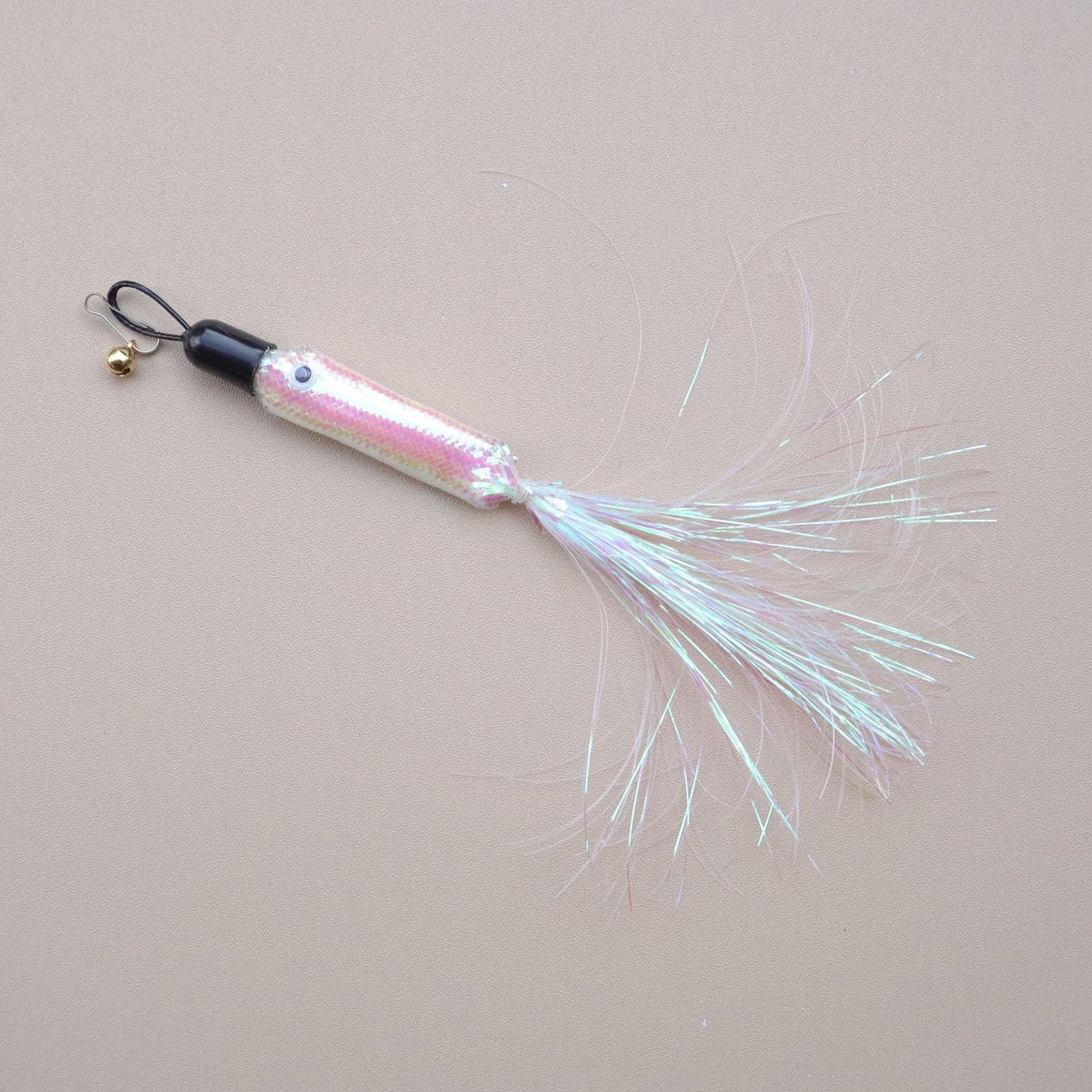 Cat Wand Toy, Replacement Head Tassel Cats Rod Accessories, Replaceable Colorful Rainbow Tassels, Funny and Interesting Cat Toys, for Indoor Cats, Pet Supplies (1 Replacement Head) Silver