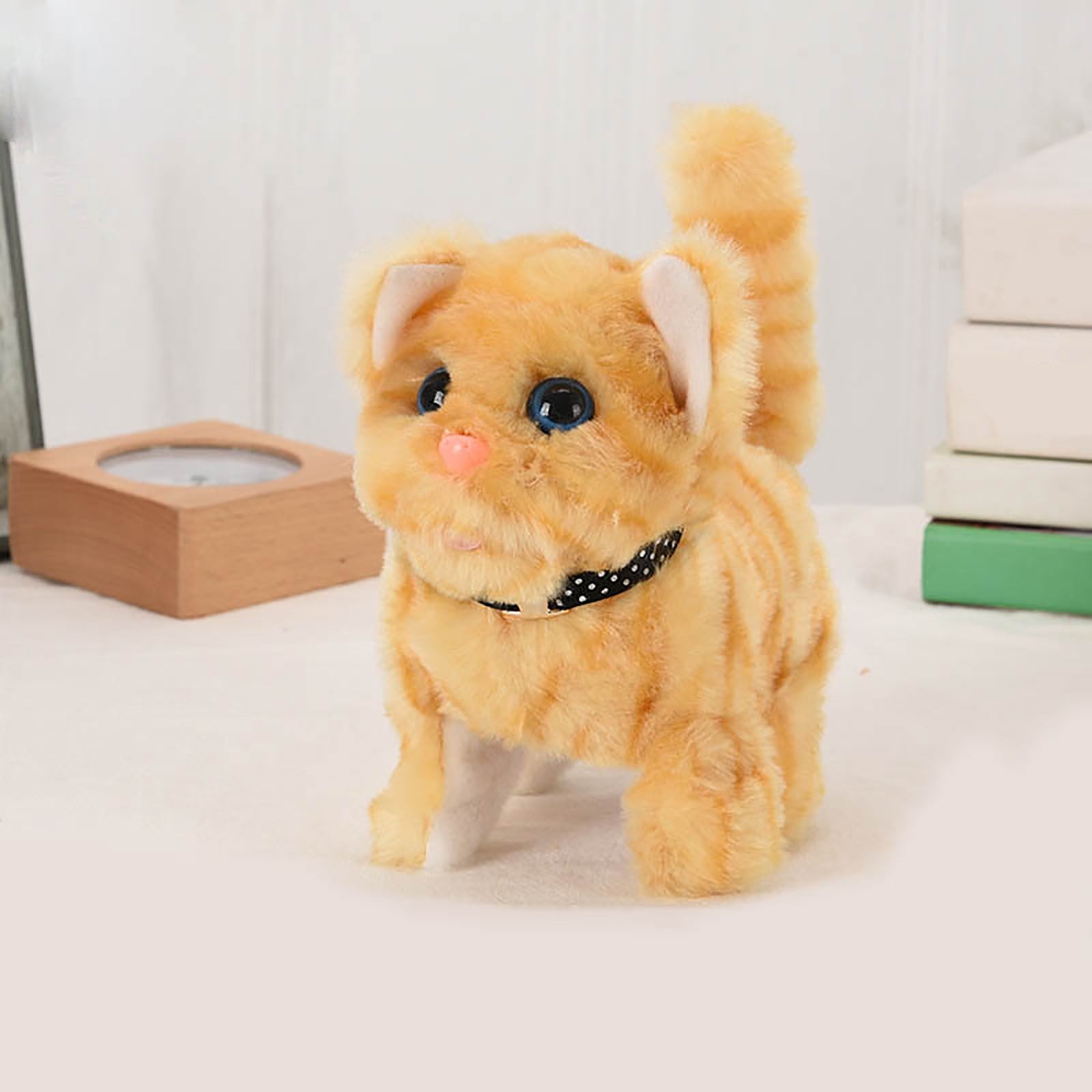 Chmadoxn Toys for Kids Robot Cat Plush Cat Stuffed Animal Interactive Cat, Walk, Bark And Move Tail Electronic Cat Pet, Robot Cat Cat Toy, Toy Cat Children's Birthday Christmas Gift Christmas Gifts One Size Yellow