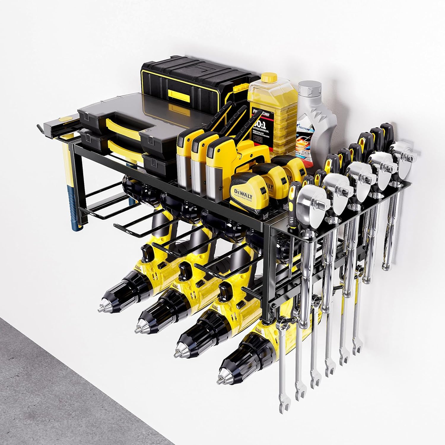 CARLA HOME Wall Mounted Power Tool Organizer Rack with Drill Holder for Garage Workshop Storage