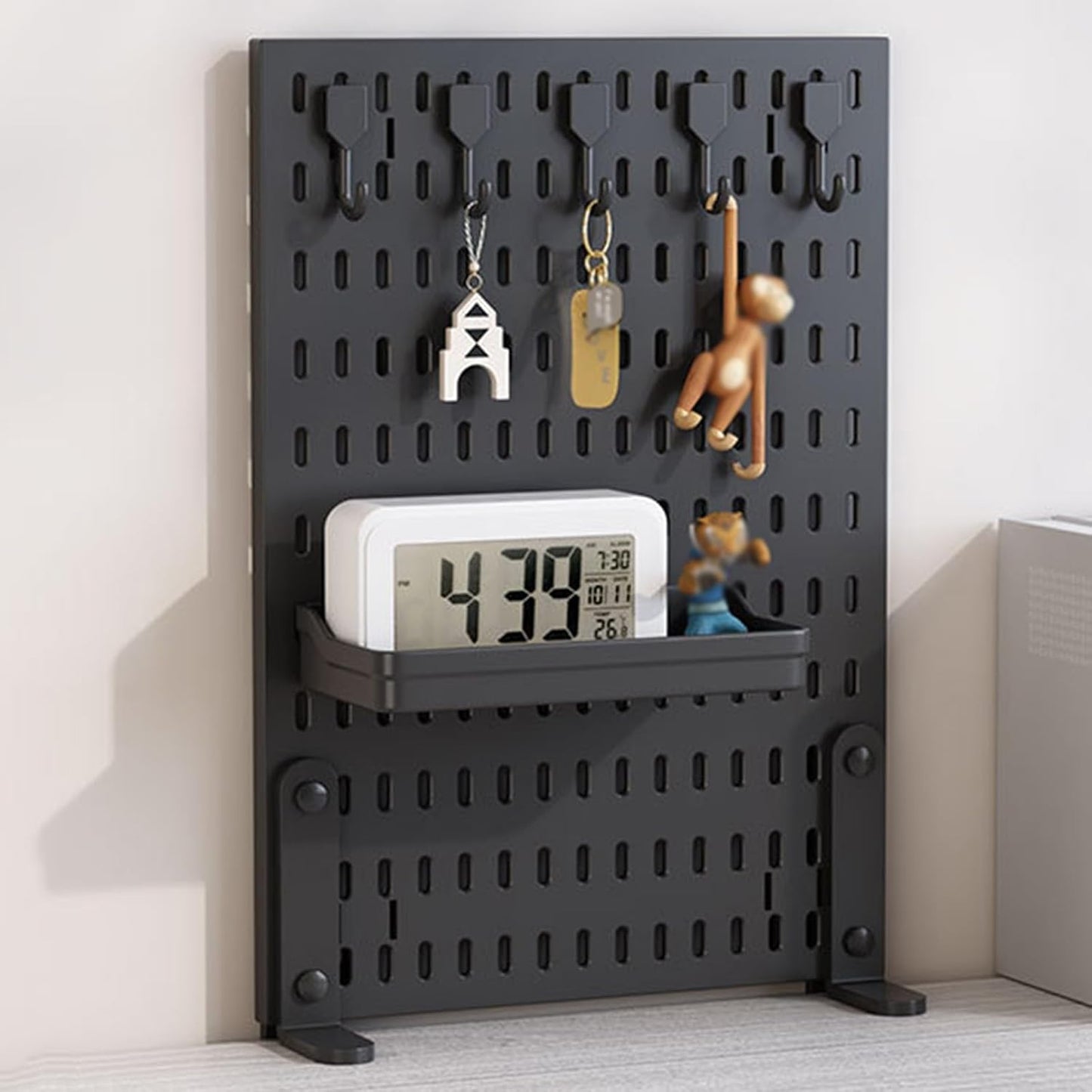 CARLA HOME Desk Pegboard Organizer with Hooks Tray and Clamp Mount Black