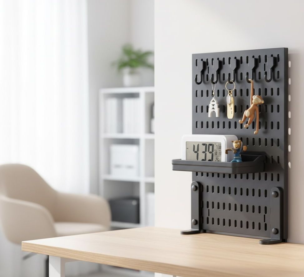 CARLA HOME Desk Pegboard Organizer with Hooks Tray and Clamp Mount Black