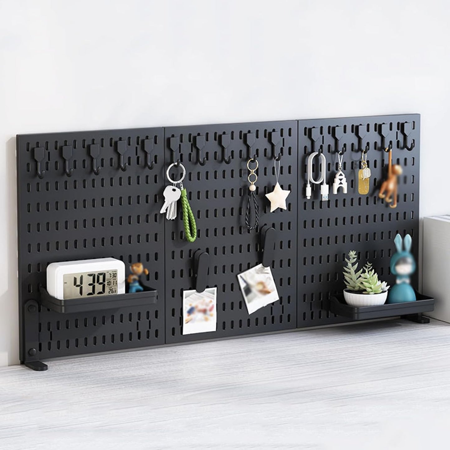 CARLA HOME Desk Pegboard Organizer with Hooks Tray and Clamp Mount Black