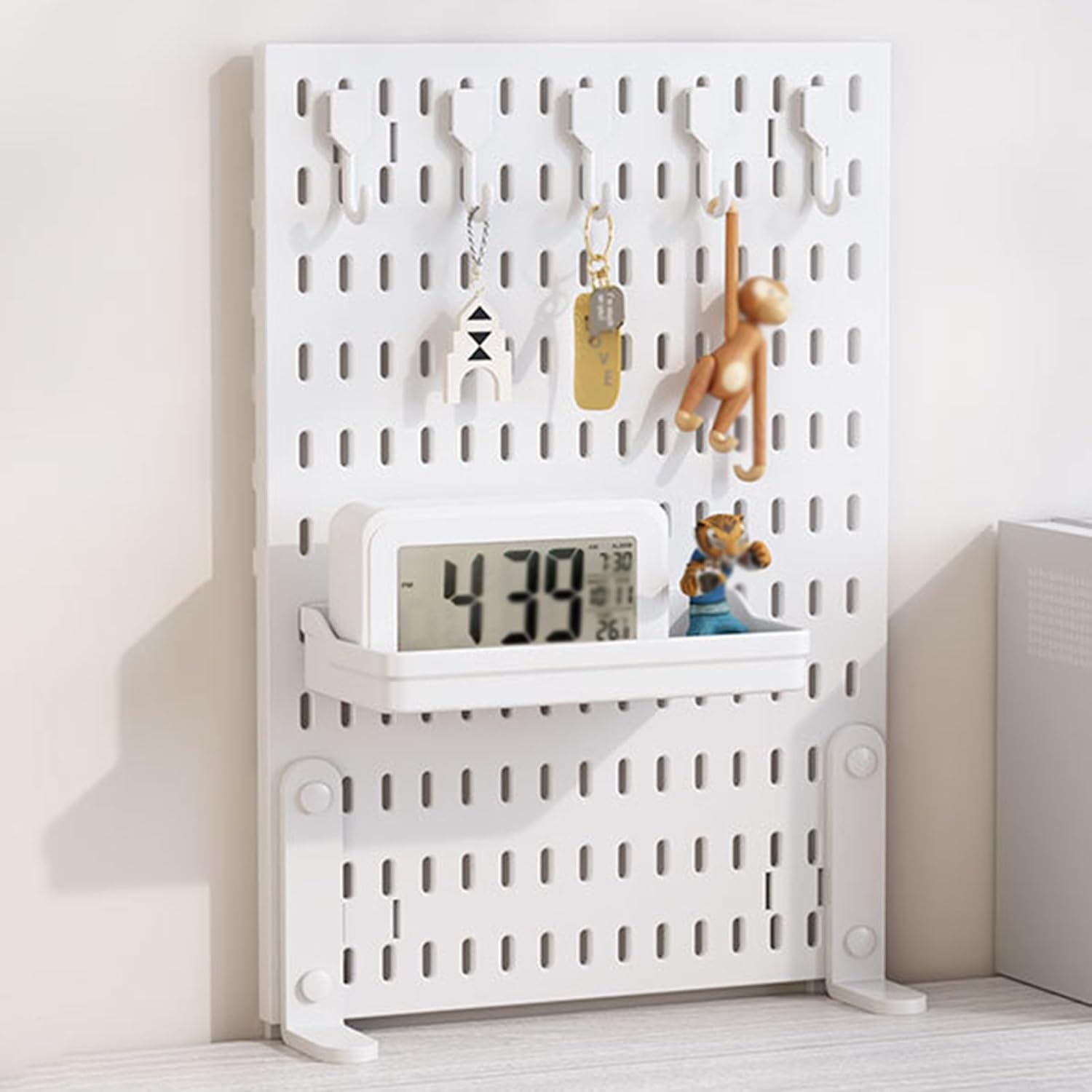 CARLA HOME Desk Pegboard Organizer with Hooks Tray and Clamp Mount White