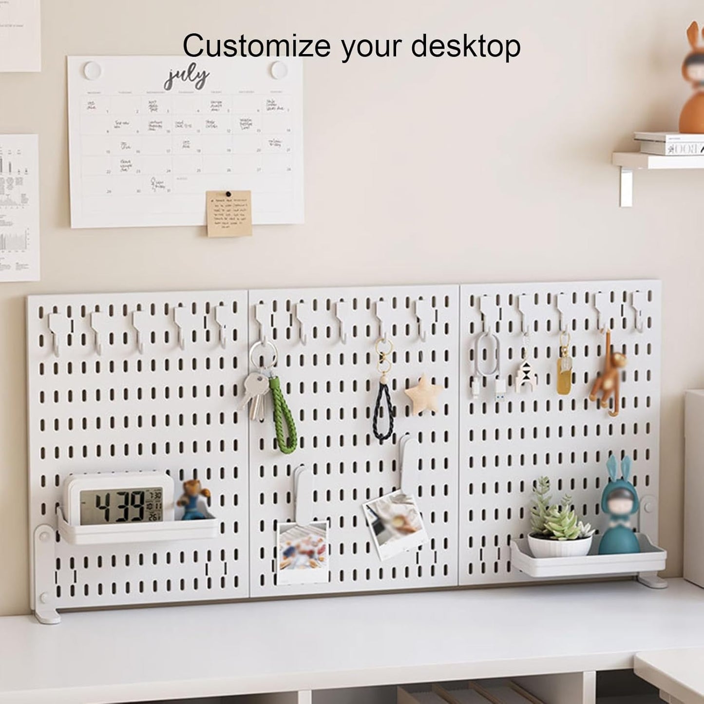 CARLA HOME Desk Pegboard Organizer with Hooks Tray and Clamp Mount White