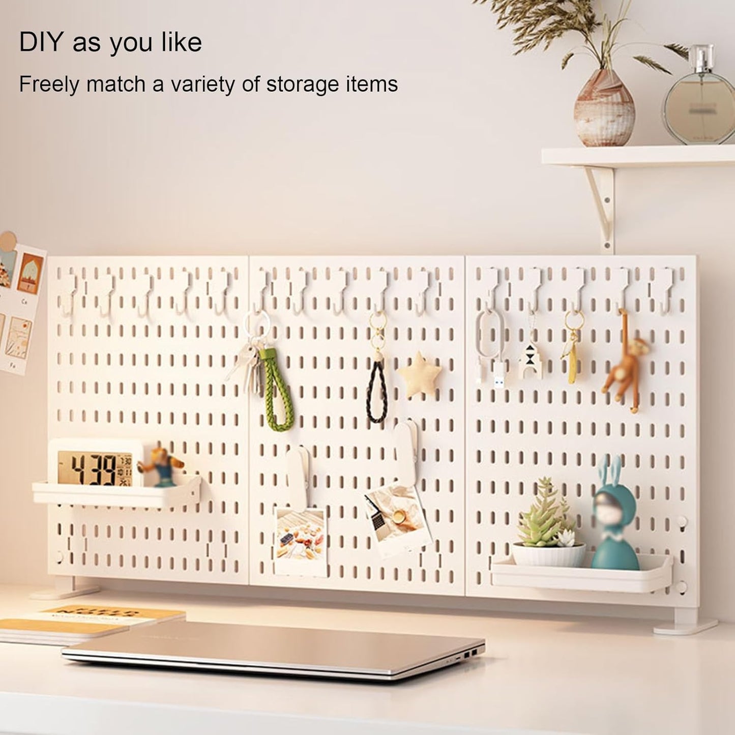 CARLA HOME Desk Pegboard Organizer Kit 2 Pack with Hooks Tray and Clamp Mount White
