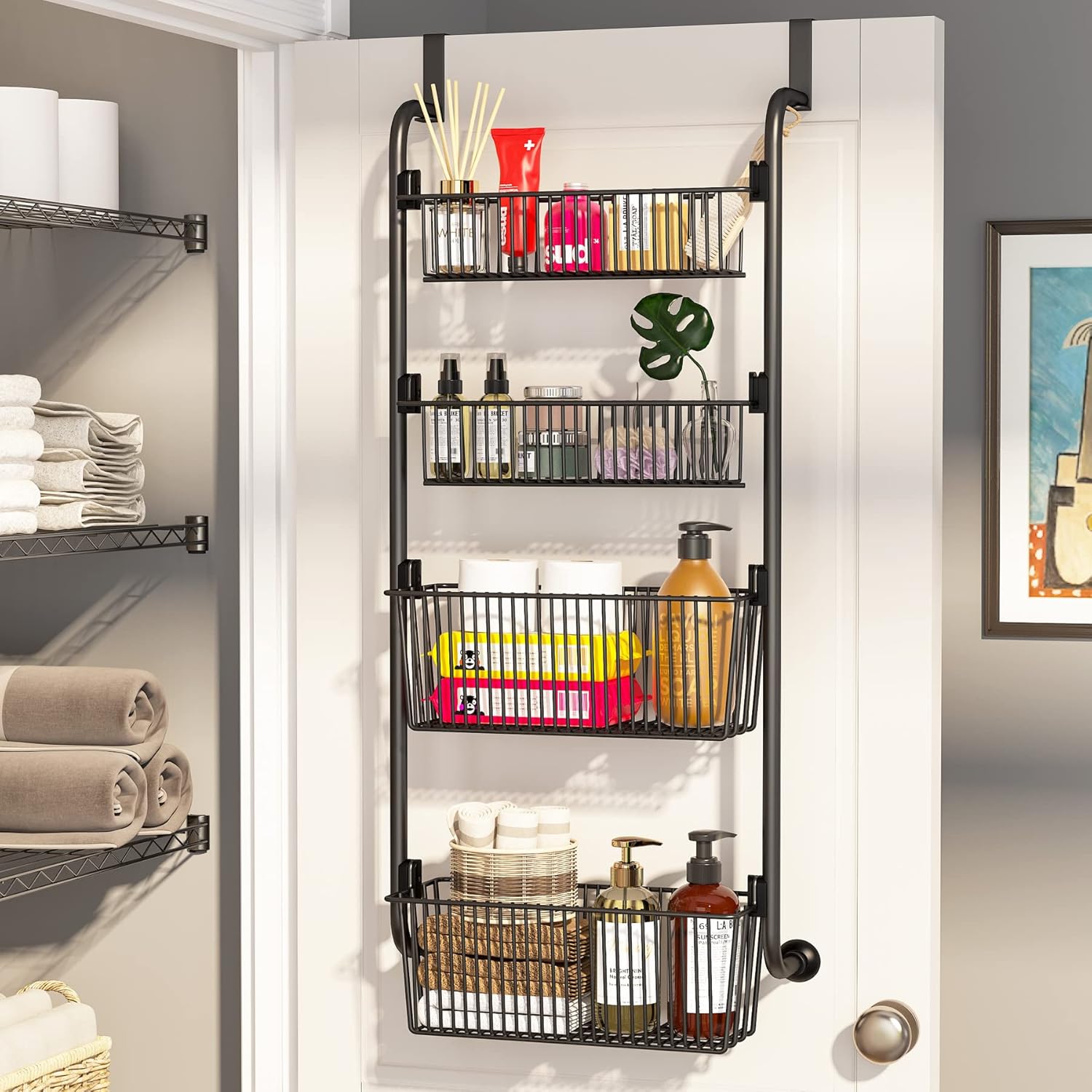 CARLA HOME Over Door Organizer 4 Tier Metal Pantry Storage Rack
