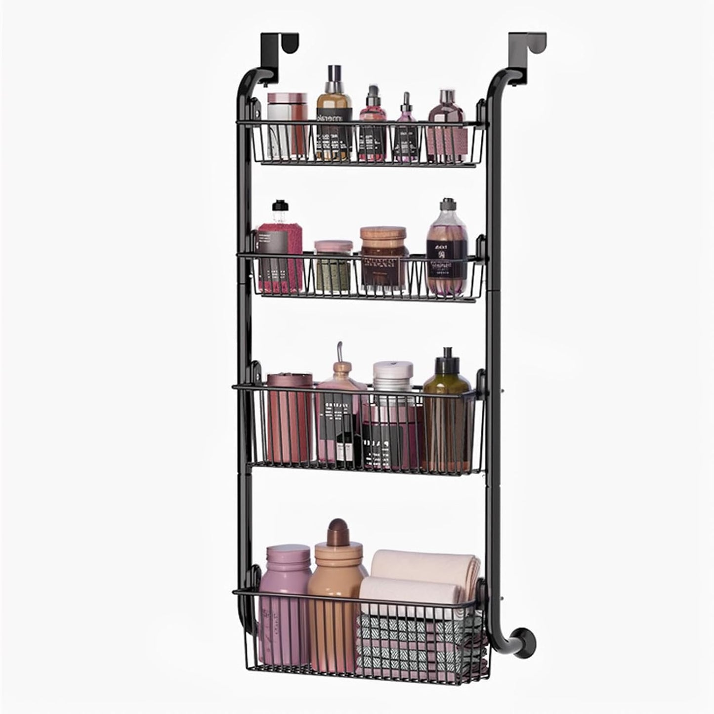 CARLA HOME Over Door Organizer 4 Tier Metal Pantry Storage Rack